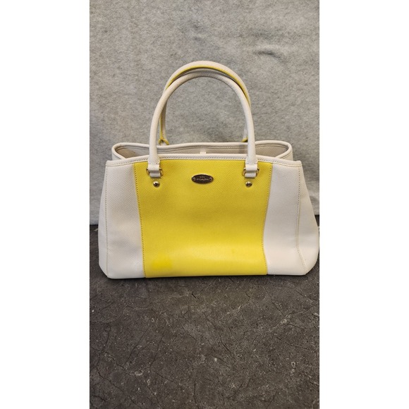 Rare COACH F34913 - MARGOT CARRYALL In Bicolor Crossgrain Butter Yellow Read - Picture 1 of 16